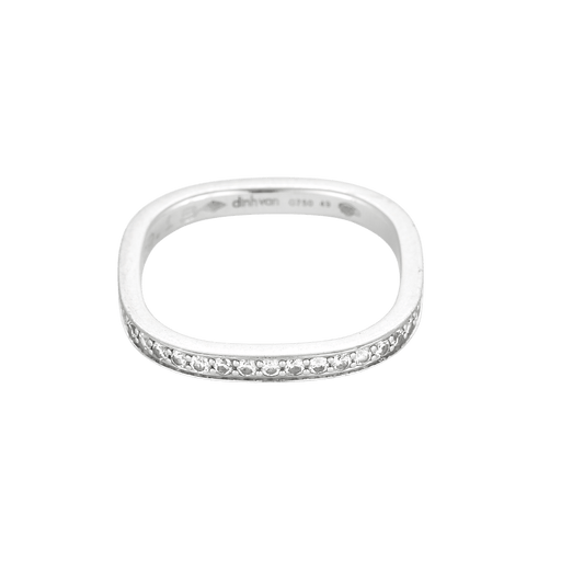 Dinh Van – Wedding band square ring in gray gold and diamonds