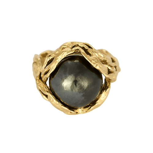 Gilbert Albert - Élégante bague en or jaune et perles décoratives