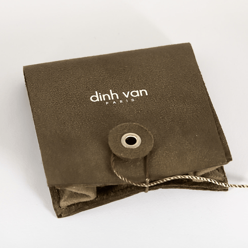 Dinh Van - Ziel - Eleganter Anhänger aus Weißgold, Diamanten an schwarzer Kordel