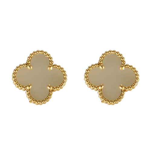 Van Cleef & Arpels Boucles d'oreilles Vintage Alhambra en Or jaune 18k nacre blanche