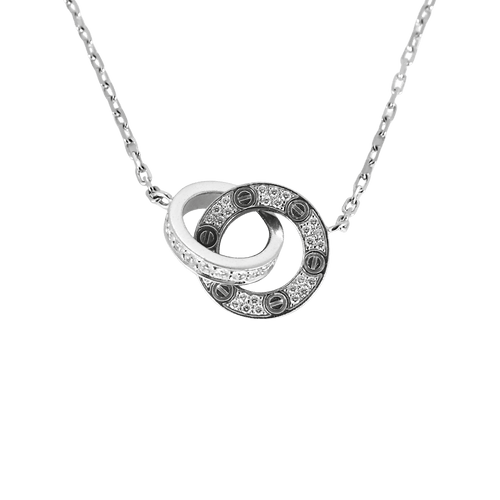 CARTIER – LOVE, PAVÉ – Elegant white gold and diamond necklace