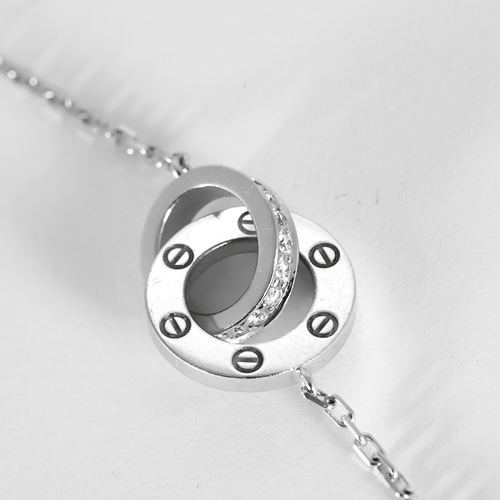 CARTIER – LOVE, PAVÉ – Elegant white gold and diamond necklace