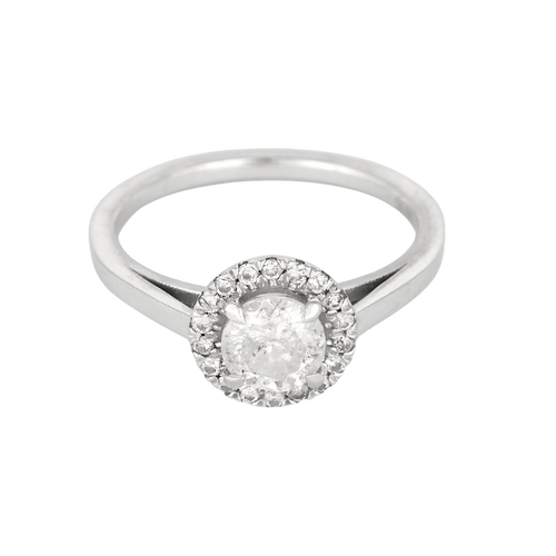 Elegante ring Solitaire in witgoud en diamanten: in totaal 1,14 karaat