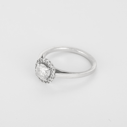 Elegante ring Solitaire in witgoud en diamanten: in totaal 1,14 karaat
