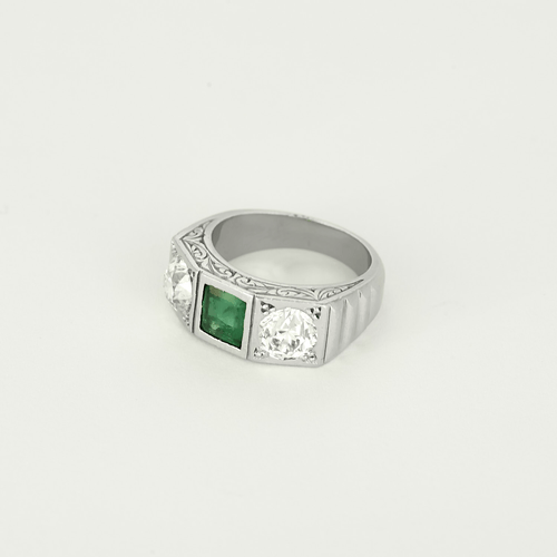 Ring Platin Diamant und Smaragd