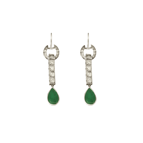 Boucles d'oreilles Platine Emeraude and Diamant 58 Facettes DV26158-18