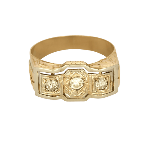 Signet ring ring in white gold, yellow gold, and diamonds