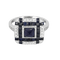Elegant ring i Platin, syntetiske safirer og diamanter.