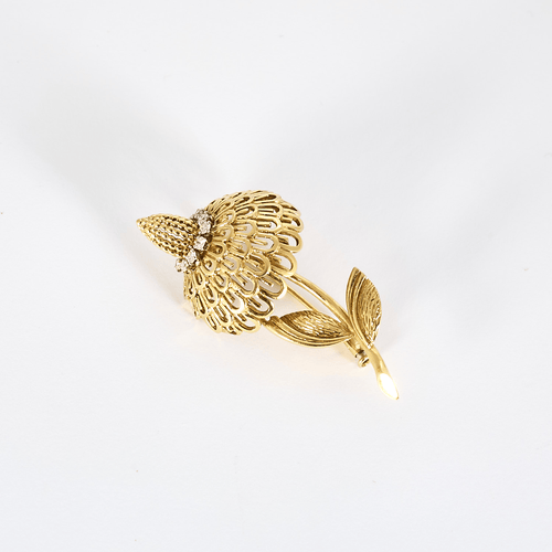 Broche Geelgoud 18k en Platina Diamant