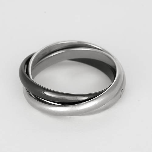 63 CARTIER - TRINITY - Bague en or blanc 18K céramique 58 Facettes DV32079-1