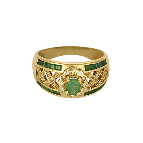 Anillo de oro amarillo de 18k Esmeralda