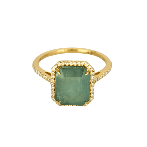 53 Bague en Or jaune 14k Emeraude 58 Facettes DV32478-6