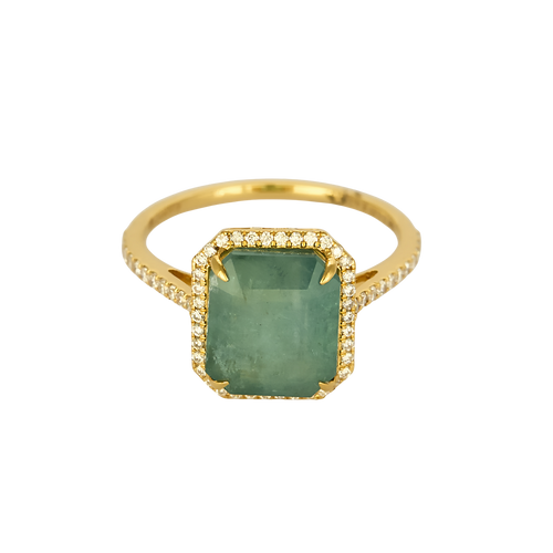 Anillo de oro amarillo de 14k Esmeralda