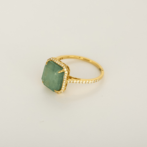 53 Bague en Or jaune 14k Emeraude 58 Facettes DV32478-6