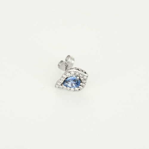 Brincos em Ouro branco 14k Safira e Diamante