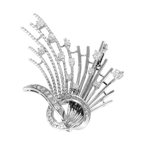 Broche em Ouro branco 18k Diamante