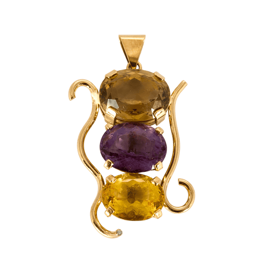 Pendentif moderniste en or jaune et quartz de couleurs 58 Facettes DV32739-2