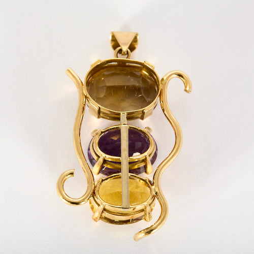 Pendentif moderniste en or jaune et quartz de couleurs 58 Facettes DV32739-2