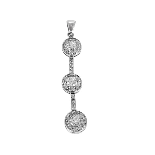 Pendentif trilogie en or gris et diamants