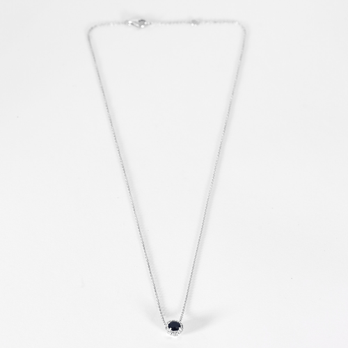 Délicat collier en or blanc, saphir et diamants 58 Facettes DV32403-1