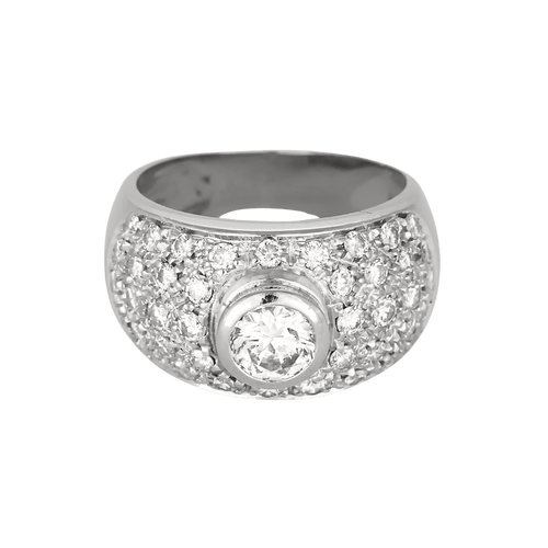 54 Bague jonc bombée en or blanc et diamants : 2,60 carats 58 Facettes DV31450-24