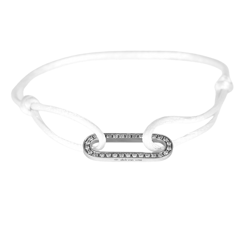 DINH VAN - Glied L - Armband mit Kordel, Graugold und Diamanten