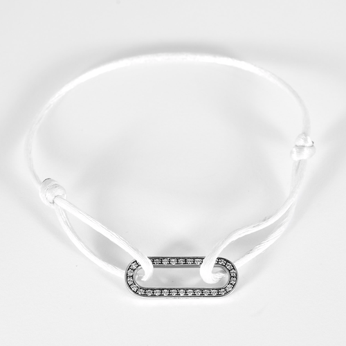 DINH VAN - Glied L - Armband mit Kordel, Graugold und Diamanten
