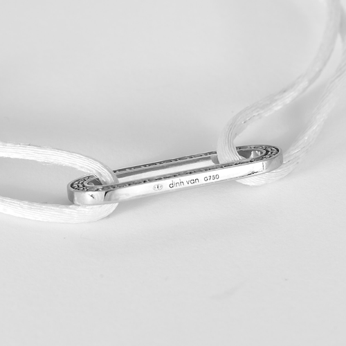 DINH VAN - Glied L - Armband mit Kordel, Graugold und Diamanten