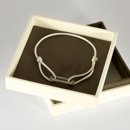 DINH VAN - Glied L - Armband mit Kordel, Graugold und Diamanten