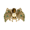 Schmetterlingsbrosche aus 14K Gelbgold, Diamanten, Smaragden, Zuchtperlen und Quarz