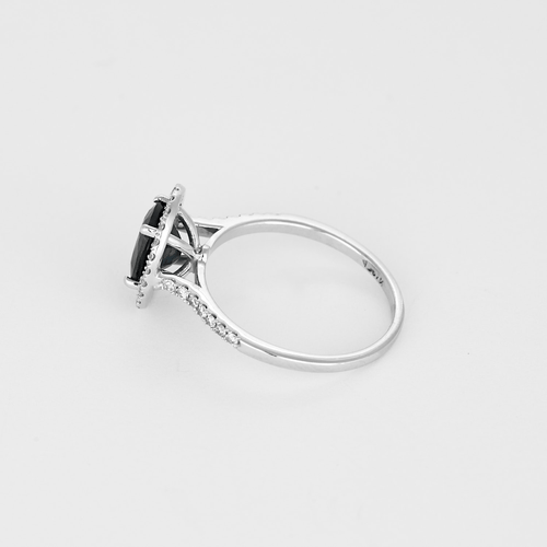 Inel elegant din aur alb de 14k cu safir