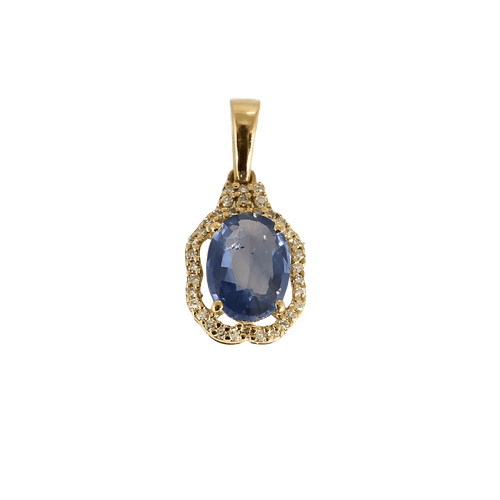 Yellow gold, diamond and sapphire pendant: 1.50 carat