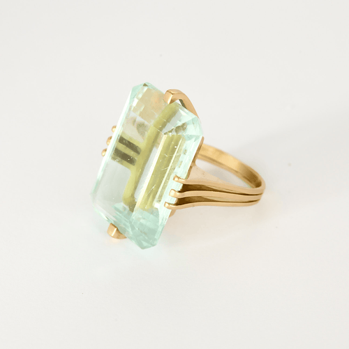Bague en Or jaune 18k Aquamarine