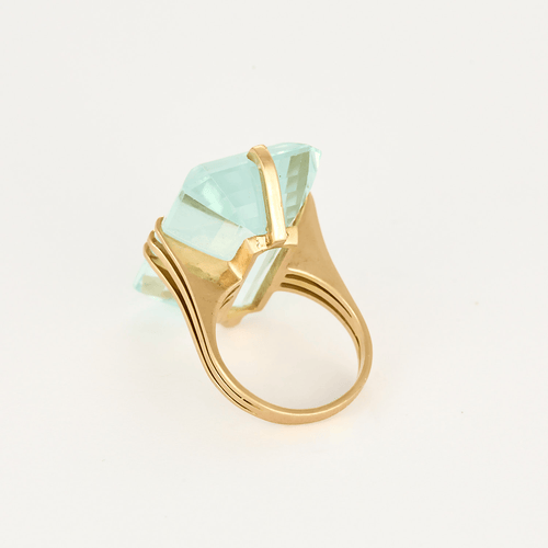 Bague en Or jaune 18k Aquamarine