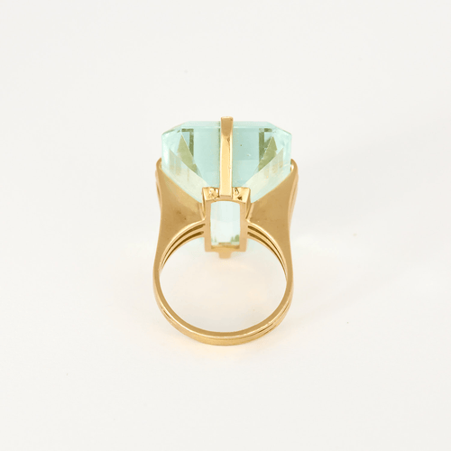 Bague en Or jaune 18k Aquamarine