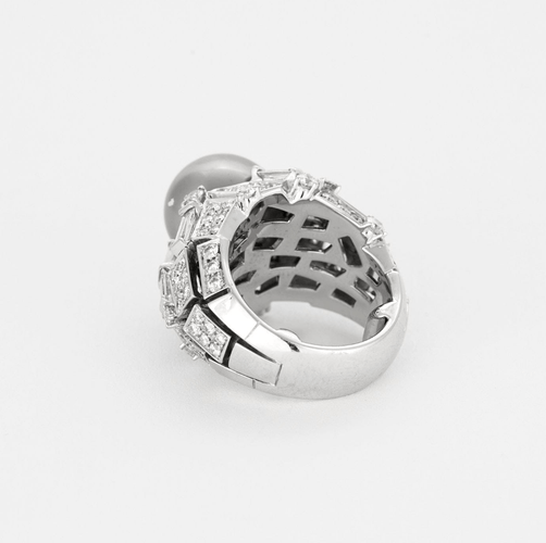 49 MIKIMOTO - Bague cocktail en or gris, perle de culture de Tahiti , diamants 58 Facettes DV14290-6