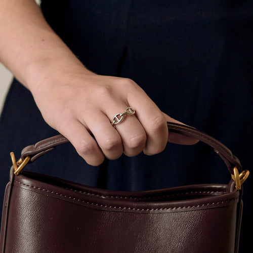 Hermes Anel Chaîne d'Ancre Modelo pequeno em Prata