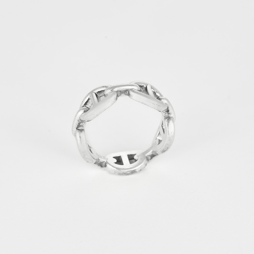 56 Hermes Bague Chaîne d'Ancre Petit modèle en argent 58 Facettes DV33267-1