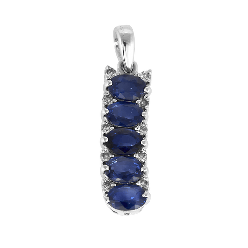 Pendentif en or blanc, diamants : 0,10 carat et saphirs : 1 carat 58 Facettes DV34030-11