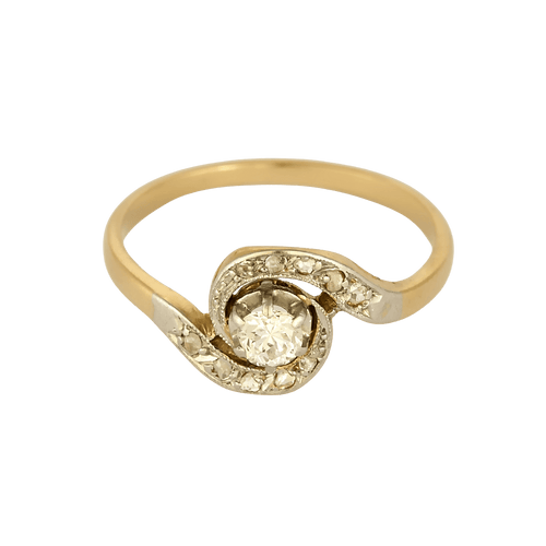 anillo de giro en oro amarillo, blanco y diamantes: 0,15 quilates