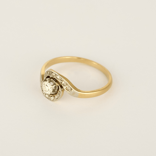 anillo de giro en oro amarillo, blanco y diamantes: 0,15 quilates