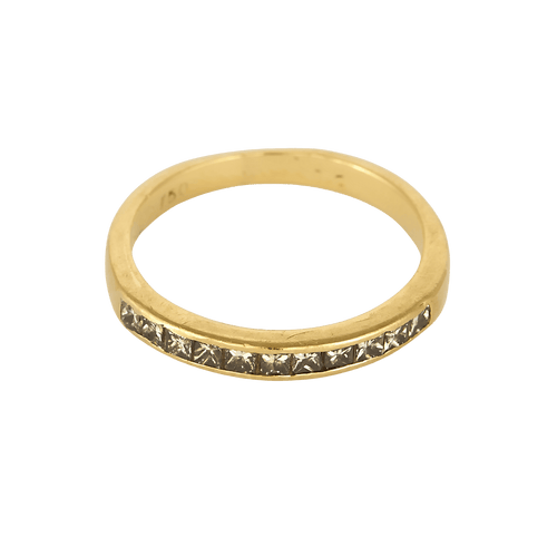 Media Anillo de matrimonio en oro amarillo, diamantes de talla princesa
