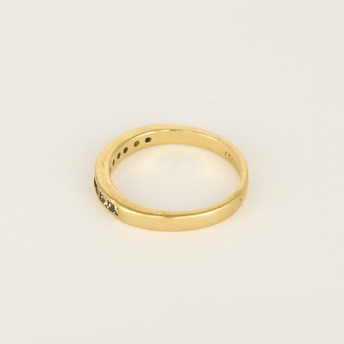 Media Anillo de matrimonio en oro amarillo, diamantes de talla princesa