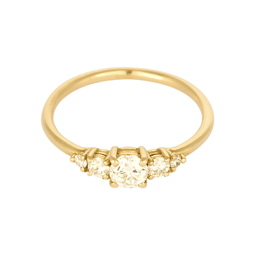 Elegantti 18k keltakultasormus timanteilla