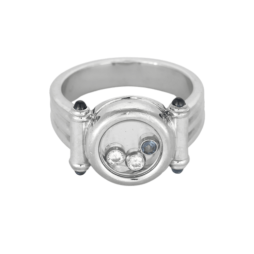 Chopard Happy Diamonds - Ring in witgoud met diamanten en saffieren