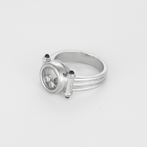 Chopard Happy Diamonds - Ring in witgoud met diamanten en saffieren