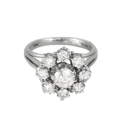 White gold ring, diamonds Daisy