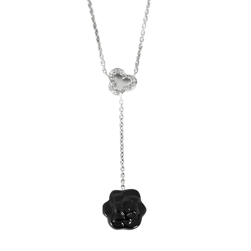 Chanel - Camélia - Halskæde i hvidguld, diamanter: 0,20 carat og onyx