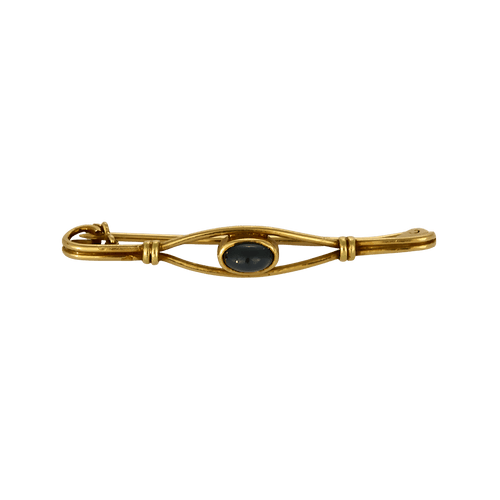 Broche em ouro amarelo canelado e safira: 0,40 quilates