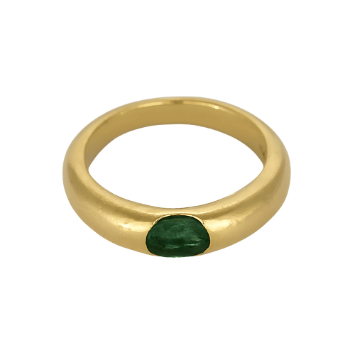 Slät ring i gult guld och smaragd: 0,40 karat